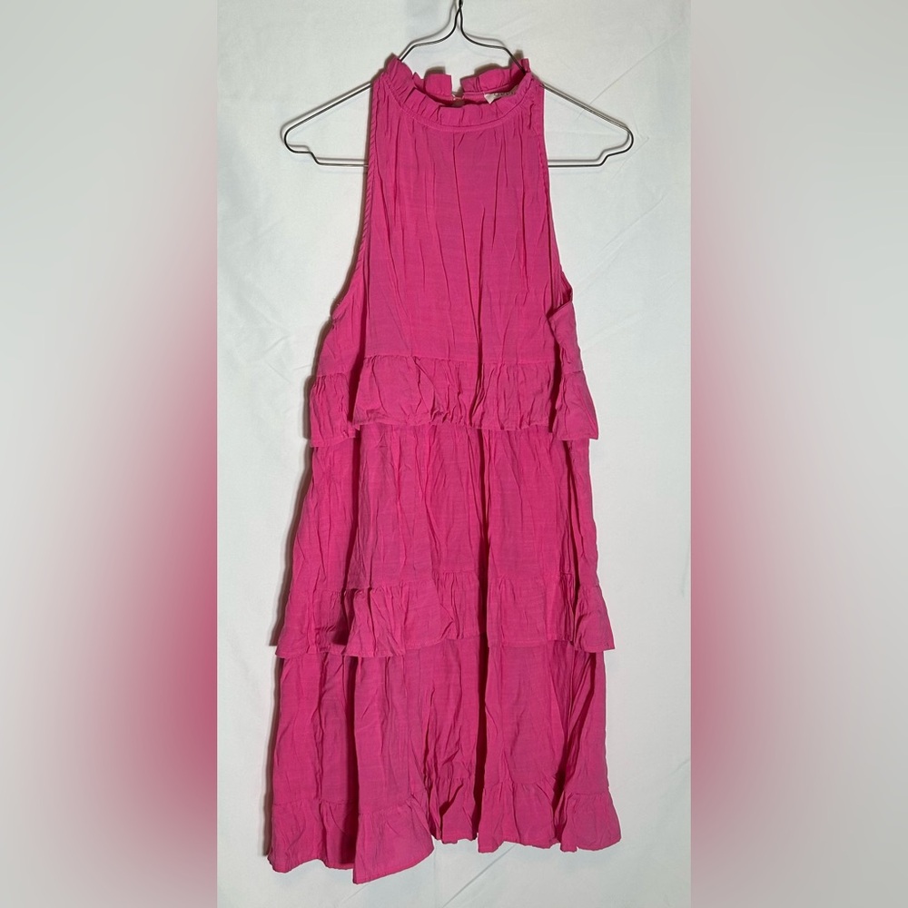 Pink Sleeveless Tiered Dress